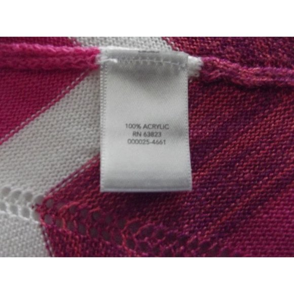 Christopher&Banks Open Front Long Cardigan Sweater PM ivory orange pink chevron - Picture 10 of 11